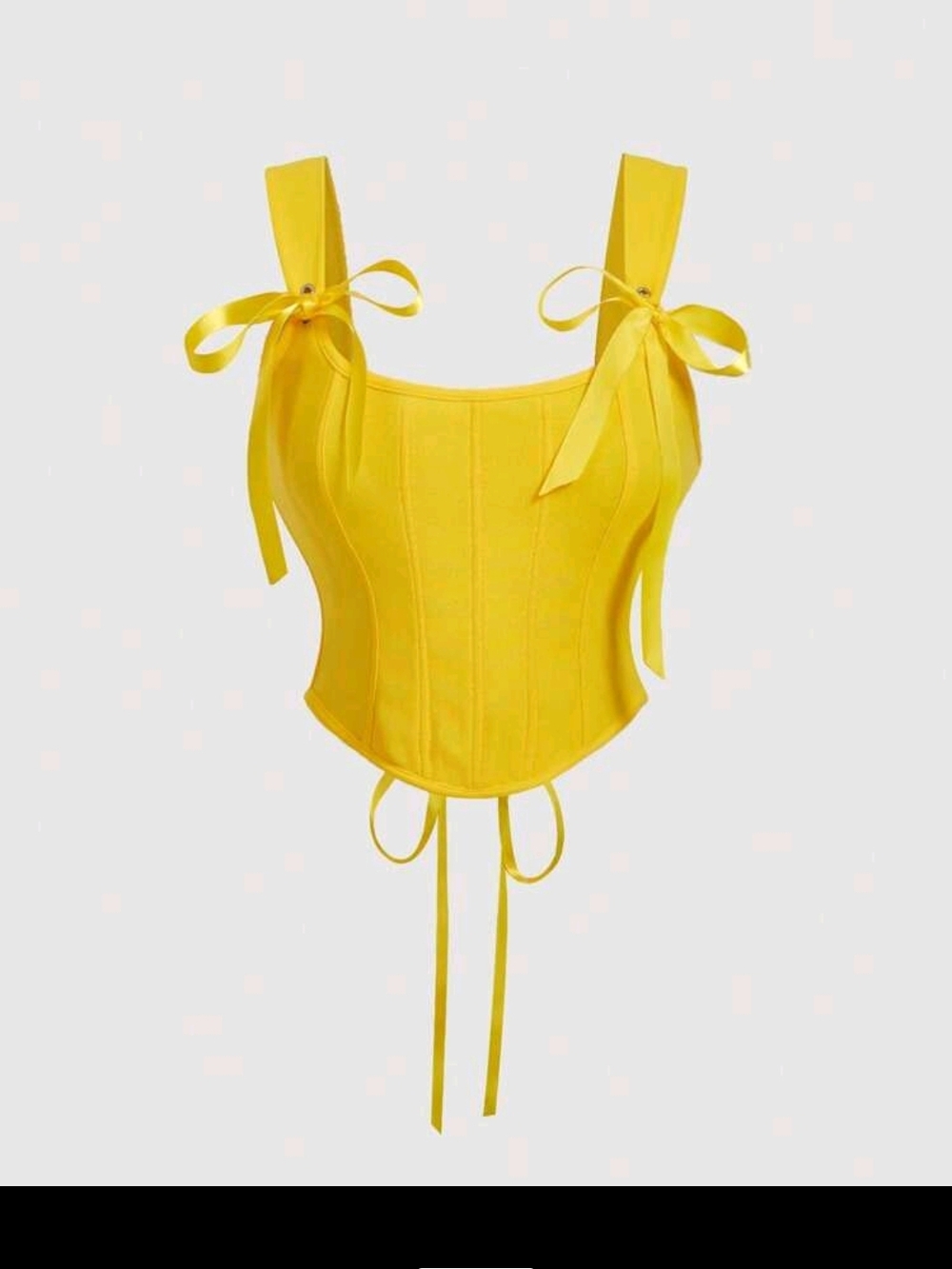 Yellow Tie-Shoulder Corset Top